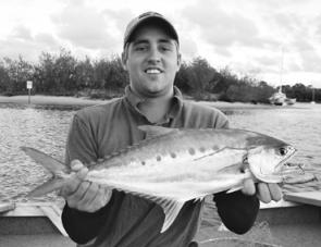 Keen local angler Ben Maiden caught this Noosa River queenfish on an Owner popper.